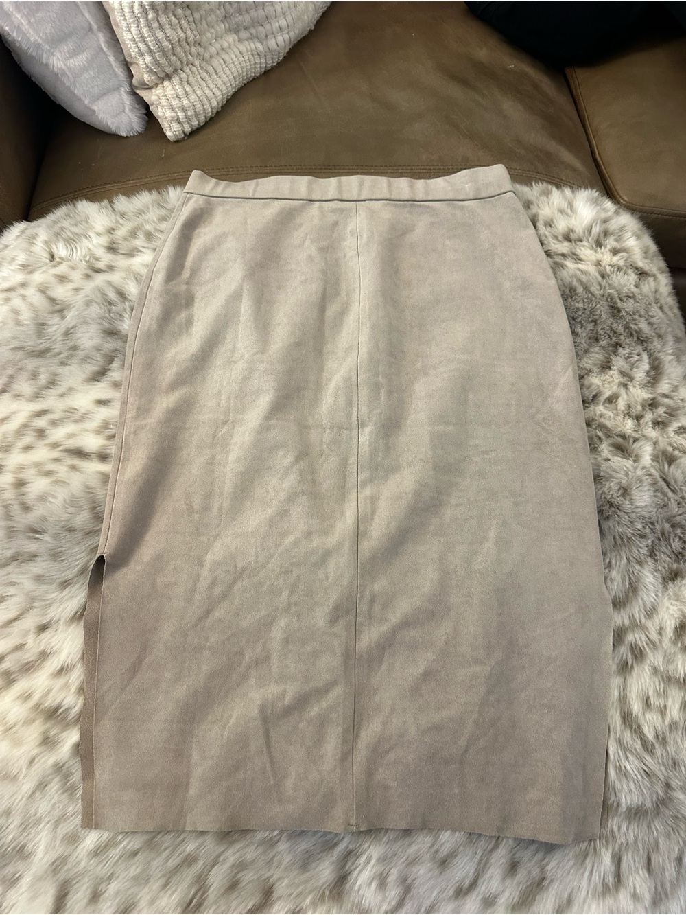 Aritzia Neutral Taupe Pencil Skirt with Side Slits